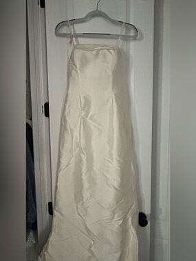 Strapless Ivory Satin A-Line Dress